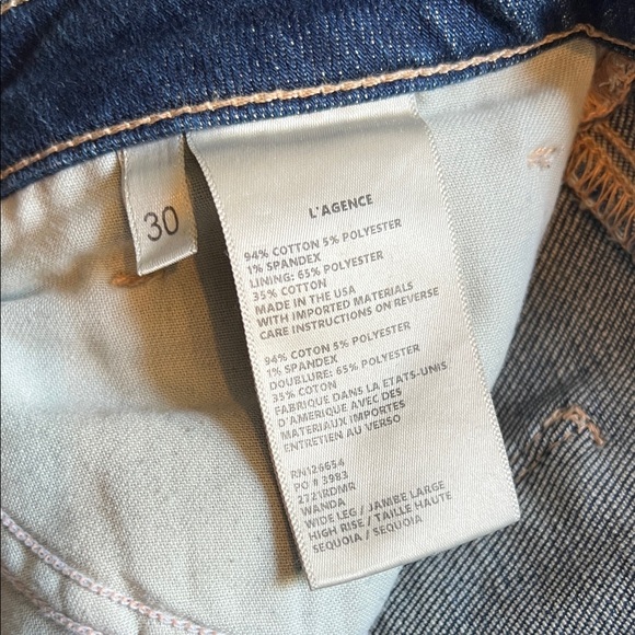 L'AGENCE Dark Blue Straight Leg Ankle Length - Picture 3 of 15